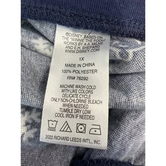 Disney and Friends Pajama Set Size Small Super Soft Velvet Navy Pooh Bear - Picture 4 of 7